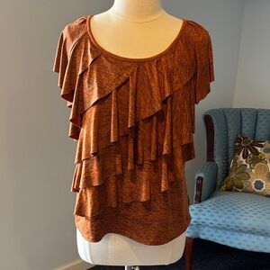 Women's Ruffled Orange Top